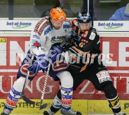 EBEL. Eishockey Bundesliga. EC Pasut VSV gegen EHC LIWEST Linz.  MCLEOD Kiel (VSV), LUKAS Robert (Linz). Villach, am 15.11.2009.
Foto: Kuess 


---
pressefotos, pressefotografie, kuess, qs, qspictures, sport, bild, bilder, bilddatenbank