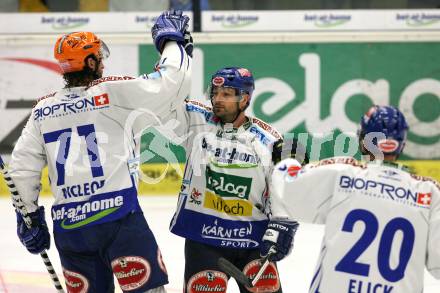 EBEL. Eishockey Bundesliga. EC Pasut VSV gegen EHC LIWEST Linz.  Jubel MCLEOD Kiel (VSV). Villach, am 15.11.2009.
Foto: Kuess 


---
pressefotos, pressefotografie, kuess, qs, qspictures, sport, bild, bilder, bilddatenbank