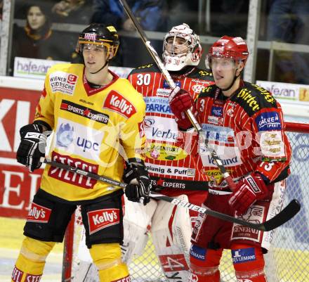 EBEL. Eishockey Bundesliga. KAC gegen EV Vienna Capitals. Rene Swette, Johannes Kirisits (KAC), David Rodman (Vienna). Klagenfurt, am 13.11.2009.
Foto: Nadja Kuess 

---
pressefotos, pressefotografie, kuess, qs, qspictures, sport, bild, bilder, bilddatenbank
