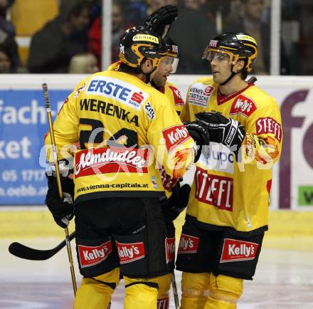 EBEL. Eishockey Bundesliga. KAC gegen EV Vienna Capitals. Torjubel Vienna Capitals. Klagenfurt, am 13.11.2009.
Foto: Nadja Kuess 

---
pressefotos, pressefotografie, kuess, qs, qspictures, sport, bild, bilder, bilddatenbank