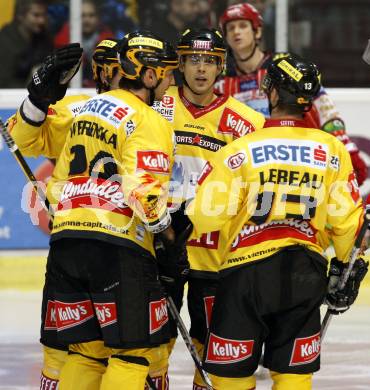 EBEL. Eishockey Bundesliga. KAC gegen EV Vienna Capitals. Torjubel Vienna Capitals. Klagenfurt, am 13.11.2009.
Foto: Nadja Kuess 

---
pressefotos, pressefotografie, kuess, qs, qspictures, sport, bild, bilder, bilddatenbank