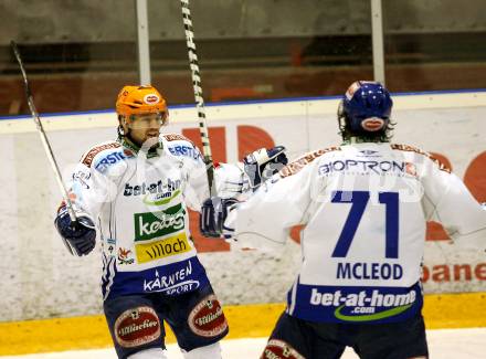 EBEL. Eishockey Bundesliga. HK Acroni Jesenice gegen EC Pasut VSV. Jubel KASPITZ Roland, MCLEOD Kiel (VSV). Jesenice, am 19.11.2009.
Foto: Kuess 


---
pressefotos, pressefotografie, kuess, qs, qspictures, sport, bild, bilder, bilddatenbank