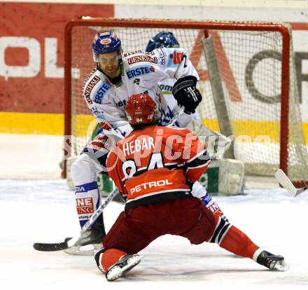 EBEL. Eishockey Bundesliga. HK Acroni Jesenice gegen EC Pasut VSV. MARTIN Michael (VSV), HEBAR Andrej (Jesenice). Jesenice, am 19.11.2009.
Foto: Kuess

---
pressefotos, pressefotografie, kuess, qs, qspictures, sport, bild, bilder, bilddatenbank