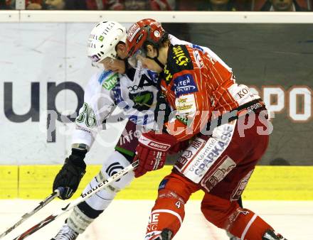 EBEL. Eishockey Bundesliga. KAC gegen HDD TILIA Olimpija Ljubljana.  PIRMANN Markus (KAC),  TAVZELJ Andrej (Ljubljana). Klagenfurt, am 20.11.2009.
Foto: Kuess 

---
pressefotos, pressefotografie, kuess, qs, qspictures, sport, bild, bilder, bilddatenbank