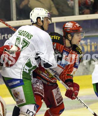 EBEL. Eishockey Bundesliga. KAC gegen HDD TILIA Olimpija Ljubljana.  PIRMANN Markus (KAC),  HIGGINS Matt (Ljubljana). Klagenfurt, am 20.11.2009.
Foto: Kuess 

---
pressefotos, pressefotografie, kuess, qs, qspictures, sport, bild, bilder, bilddatenbank