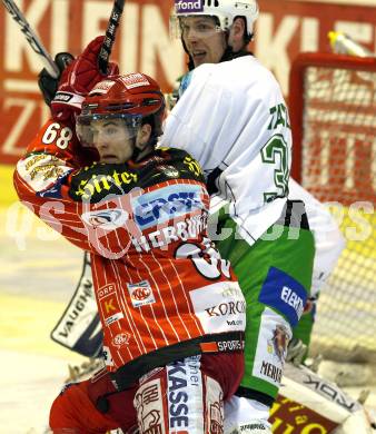 EBEL. Eishockey Bundesliga. KAC gegen HDD TILIA Olimpija Ljubljana.  HERBURGER Raphael (KAC),  TAVZELJ Andrej (Ljubljana). Klagenfurt, am 20.11.2009.
Foto: Kuess 

---
pressefotos, pressefotografie, kuess, qs, qspictures, sport, bild, bilder, bilddatenbank