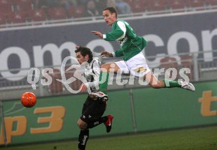 Fussball. Tipp3-Bundesliga. SK Austria Kelag Kaernten gegen SV Mattersburg. Wolfgang Mair, (Austria Kaernten), Alexander Poellhuber (Mattersburg). Klagenfurt, 21.11.2009. 
Foto: Kuess

---
pressefotos, pressefotografie, kuess, qs, qspictures, sport, bild, bilder, bilddatenbank