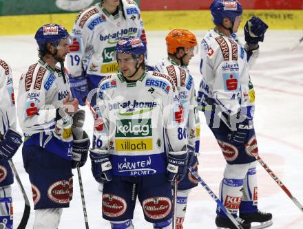 EBEL. Eishockey Bundesliga. EC Pasut VSV gegen KHL Medvescak Zagreb. Kiel McLeod, Jonathan Ferland, Roland Kaspitz, Mike Stewart (VSV). Villach, am 22.11.2009.
Foto: Kuess 


---
pressefotos, pressefotografie, kuess, qs, qspictures, sport, bild, bilder, bilddatenbank