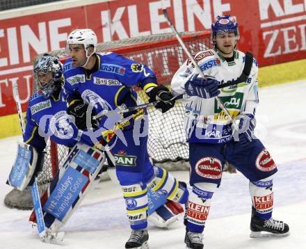 EBEL. Eishockey Bundesliga. EC Pasut VSV gegen KHL Medvescak Zagreb. Jonathan Ferland, (VSV), Robert Kristan, Richard Seeley (Zagreb). Villach, am 22.11.2009.
Foto: Kuess 


---
pressefotos, pressefotografie, kuess, qs, qspictures, sport, bild, bilder, bilddatenbank