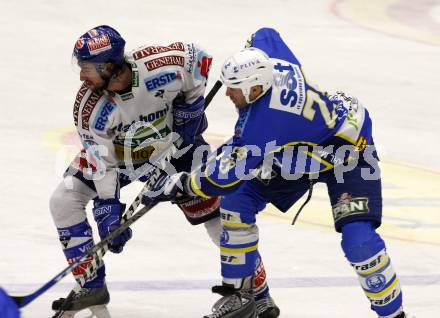 EBEL. Eishockey Bundesliga. EC Pasut VSV gegen KHL Medvescak Zagreb. Kiel McLeod, (VSV), Joel Prpic (Zagreb). Villach, am 22.11.2009.
Foto: Kuess 


---
pressefotos, pressefotografie, kuess, qs, qspictures, sport, bild, bilder, bilddatenbank