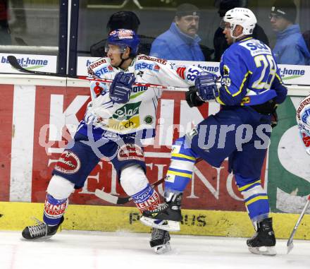 EBEL. Eishockey Bundesliga. EC Pasut VSV gegen KHL Medvescak Zagreb. Philipp Pinter, (VSV), Alan Letang (Zagreb). Villach, am 22.11.2009.
Foto: Kuess 


---
pressefotos, pressefotografie, kuess, qs, qspictures, sport, bild, bilder, bilddatenbank