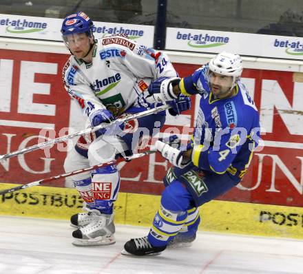 EBEL. Eishockey Bundesliga. EC Pasut VSV gegen KHL Medvescak Zagreb. Guenther Lanzinger (VSV), Alan Letang (Zagreb). Villach, am 22.11.2009.
Foto: Kuess 


---
pressefotos, pressefotografie, kuess, qs, qspictures, sport, bild, bilder, bilddatenbank