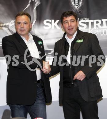 Fussball Bundesliga. SK Austria Kaernten. Pressekonferenz, Praesentation des neuen Trainers. Neuer Trainer Joze Prelogar, Mario Canori. Klagenfurt, 26.11.2009.
Foto: Kuess
---
pressefotos, pressefotografie, kuess, qs, qspictures, sport, bild, bilder, bilddatenbank