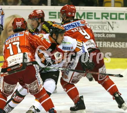 EBEL. Eishockey Bundesliga. KAC Graz 99ers.  Gregor hager, Shawn Bates, (KAC),  Warren Norris (Graz). Klagenfurt, am 26.11.2009.
Foto: Kuess 

---
pressefotos, pressefotografie, kuess, qs, qspictures, sport, bild, bilder, bilddatenbank