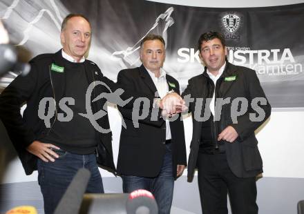 Fussball Bundesliga. SK Austria Kaernten. Pressekonferenz, Praesentation des neuen Trainers.  Karl Heinz Petritz, neuer Trainer Joze Prelogar, Mario Canori. Klagenfurt, 26.11.2009.
Foto: Kuess
---
pressefotos, pressefotografie, kuess, qs, qspictures, sport, bild, bilder, bilddatenbank