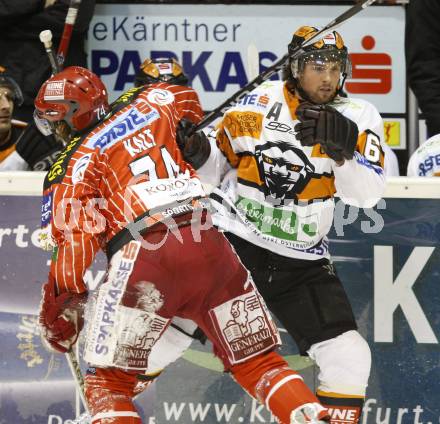 EBEL. Eishockey Bundesliga. KAC Graz 99ers.  Dieter Kalt, (KAC),  Christoph Harand (Graz). Klagenfurt, am 26.11.2009.
Foto: Kuess 

---
pressefotos, pressefotografie, kuess, qs, qspictures, sport, bild, bilder, bilddatenbank