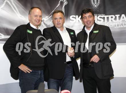 Fussball Bundesliga. SK Austria Kaernten. Pressekonferenz, Praesentation des neuen Trainers.  Karl Heinz Petritz, neuer Trainer Joze Prelogar, Mario Canori. Klagenfurt, 26.11.2009.
Foto: Kuess
---
pressefotos, pressefotografie, kuess, qs, qspictures, sport, bild, bilder, bilddatenbank