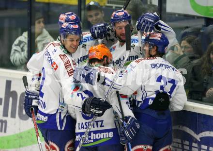 EBEL. Eishockey Bundesliga. EC Pasut VSV gegen Alba Volan SAPA Fehervar AV19. Torjubel VSV. Villach, am 27.11.2009.
Foto: Kuess 


---
pressefotos, pressefotografie, kuess, qs, qspictures, sport, bild, bilder, bilddatenbank