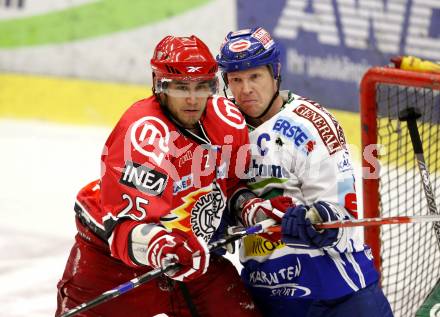 EBEL. Eishockey Bundesliga. EC Pasut VSV gegen HK Acroni Jesenice. Mike Stewart (VSV), Robert Raymond Robins (Jesenice). Villach, am 1.12.2009.
Foto: Kuess 


---
pressefotos, pressefotografie, kuess, qs, qspictures, sport, bild, bilder, bilddatenbank