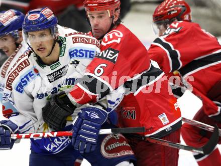 EBEL. Eishockey Bundesliga. EC Pasut VSV gegen HK Acroni Jesenice. Philipp Pinter, (VSV), Todd Elik (Jesenice). Villach, am 1.12.2009.
Foto: Kuess 


---
pressefotos, pressefotografie, kuess, qs, qspictures, sport, bild, bilder, bilddatenbank