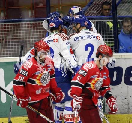 EBEL. Eishockey Bundesliga. EC Pasut VSV gegen HK Acroni Jesenice. Torjubel VSV. Villach, am 1.12.2009.
Foto: Kuess 


---
pressefotos, pressefotografie, kuess, qs, qspictures, sport, bild, bilder, bilddatenbank