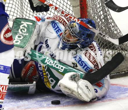 EBEL. Eishockey Bundesliga. EC Pasut VSV gegen HK Acroni Jesenice. Bernhard Starkbaum (VSV). Villach, 1.12.2009.
Foto: Kuess 


---
pressefotos, pressefotografie, kuess, qs, qspictures, sport, bild, bilder, bilddatenbank