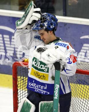 EBEL. Eishockey Bundesliga. EC Pasut VSV gegen HK Acroni Jesenice. Bernhard Starkbaum (VSV). Villach, 1.12.2009.
Foto: Kuess 


---
pressefotos, pressefotografie, kuess, qs, qspictures, sport, bild, bilder, bilddatenbank