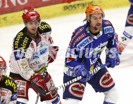 EBEL. Eishockey Bundesliga. EC Pasut VSV gegen KAC.  Kiel McLeod (VSV), Johannes Kirisits (KAC). Villach, am 11.10.2009.
Foto: Kuess 


---
pressefotos, pressefotografie, kuess, qs, qspictures, sport, bild, bilder, bilddatenbank