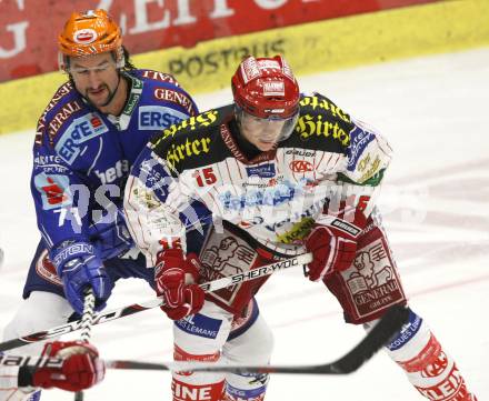 EBEL. Eishockey Bundesliga. EC Pasut VSV gegen KAC.  Kiel McLeod (VSV), Paul Schellander (KAC). Villach, am 11.10.2009.
Foto: Kuess 


---
pressefotos, pressefotografie, kuess, qs, qspictures, sport, bild, bilder, bilddatenbank