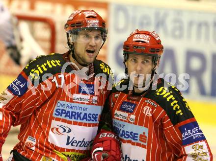 EBEL. Eishockey Bundesliga. KAC gegen Alba Volan SAPA Fehervar AV19. Jubel HAGER Gregor,  TORY Jeffrey (KAC). Klagenfurt, am 6.12.2009.
Foto: Kuess 

---
pressefotos, pressefotografie, kuess, qs, qspictures, sport, bild, bilder, bilddatenbank