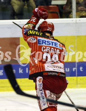 EBEL. Eishockey Bundesliga. KAC gegen Alba Volan SAPA Fehervar AV19.  Jubel CRAIG Mike Michael (KAC). Klagenfurt, am 6.12.2009.
Foto: Kuess 

---
pressefotos, pressefotografie, kuess, qs, qspictures, sport, bild, bilder, bilddatenbank