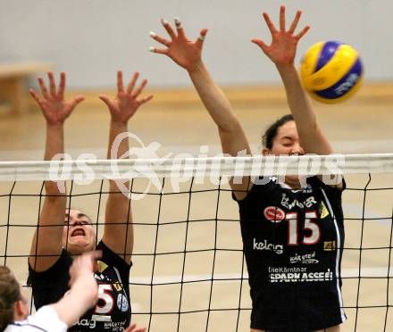 Volleyball. MEL. ATSC Wildcats gegen Calcit Kamnik. Maja Praeprost, Anna Cmaylo  (Wildcats). Klagenfurt, 5.12.2009.
Foto: Kuess
---
pressefotos, pressefotografie, kuess, qs, qspictures, sport, bild, bilder, bilddatenbank