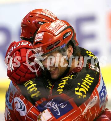 EBEL. Eishockey Bundesliga. KAC gegen Alba Volan SAPA Fehervar AV19.  Torjubel KIRISITS Johannes, HAGER Gregor (KAC). Klagenfurt, am 6.12.2009.
Foto: Kuess 

---
pressefotos, pressefotografie, kuess, qs, qspictures, sport, bild, bilder, bilddatenbank