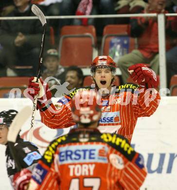 EBEL. Eishockey Bundesliga. KAC gegen Alba Volan SAPA Fehervar AV19.  Jubel PIRMANN Markus, TORY Jeffrey (KAC). Klagenfurt, am 6.12.2009.
Foto: Kuess 

---
pressefotos, pressefotografie, kuess, qs, qspictures, sport, bild, bilder, bilddatenbank