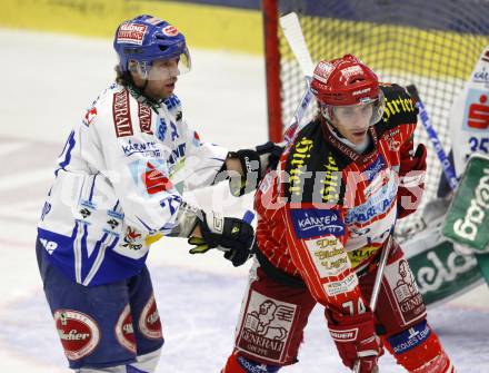 EBEL. Eishockey Bundesliga.  VSV gegen KAC. Wolfgang Kromp, (VSV), Dieter Kalt (KAC). Villach, am 8.12.2009.
Foto: Kuess 


---
pressefotos, pressefotografie, kuess, qs, qspictures, sport, bild, bilder, bilddatenbank