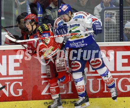 EBEL. Eishockey Bundesliga.  VSV gegen KAC. Jonathan Ferland, (VSV), Raphael Herburger (KAC). Villach, am 8.12.2009.
Foto: Kuess 


---
pressefotos, pressefotografie, kuess, qs, qspictures, sport, bild, bilder, bilddatenbank