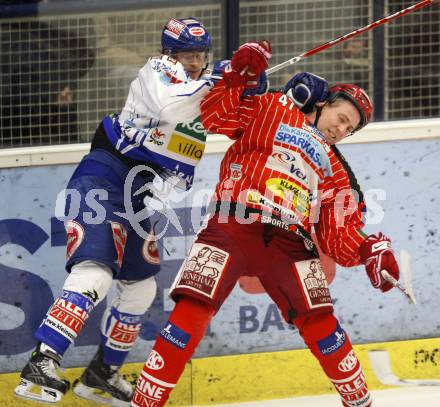 EBEL. Eishockey Bundesliga.  VSV gegen KAC. Andreas Kristler, (VSV), Jeffrey Tory (KAC). Villach, am 8.12.2009.
Foto: Kuess 


---
pressefotos, pressefotografie, kuess, qs, qspictures, sport, bild, bilder, bilddatenbank