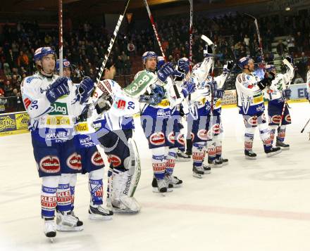 EBEL. Eishockey Bundesliga.  VSV gegen KAC. Jubel VSV. Villach, am 8.12.2009.
Foto: Kuess 


---
pressefotos, pressefotografie, kuess, qs, qspictures, sport, bild, bilder, bilddatenbank