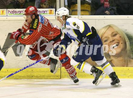 EBEL. Eishockey Bundesliga. EC KAC gegen KHLMedvescak Zagreb. David Schuller (KAC), Andy Sertich (Zagreb). Klagenfurt, am 11.12.2009.
Foto: Nadja Kuess
---
pressefotos, pressefotografie, kuess, qs, qspictures, sport, bild, bilder, bilddatenbank