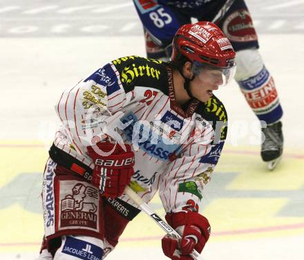 EBEL. Eishockey Bundesliga. EC Pasut VSV gegen KAC.  Thomas Hundertpfund (KAC). Villach, am 11.10.2009.
Foto: Nadja Kuess 


---
pressefotos, pressefotografie, kuess, qs, qspictures, sport, bild, bilder, bilddatenbank