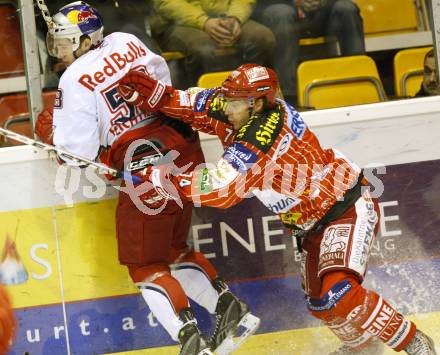 EBEL. Eishockey Bundesliga. KAC gegen Red Bull Salzburg.  Dieter Kalt, (KAC),  Matthias Trattnig (Salzburg). Klagenfurt, am 13.12.2009.
Foto: Kuess 

---
pressefotos, pressefotografie, kuess, qs, qspictures, sport, bild, bilder, bilddatenbank