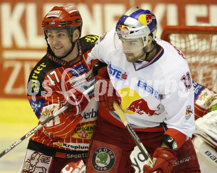 EBEL. Eishockey Bundesliga. KAC gegen Red Bull Salzburg.  Jeffrey Tory, (KAC),  Michael Schiechl (Salzburg). Klagenfurt, am 13.12.2009.
Foto: Kuess 

---
pressefotos, pressefotografie, kuess, qs, qspictures, sport, bild, bilder, bilddatenbank