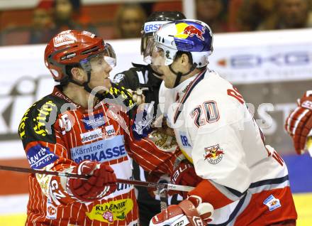 EBEL. Eishockey Bundesliga. KAC gegen Red Bull Salzburg.  Kirk Furey, (KAC), Daniel Welser  (Salzburg). Klagenfurt, am 13.12.2009.
Foto: Kuess 

---
pressefotos, pressefotografie, kuess, qs, qspictures, sport, bild, bilder, bilddatenbank