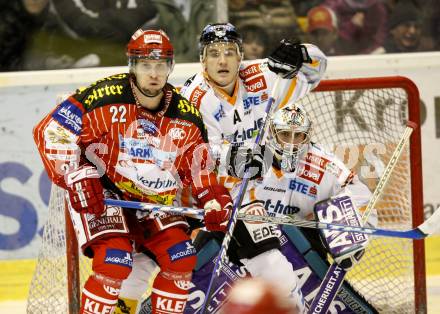 EBEL. Eishockey Bundesliga. KAC gegen EHC LIWEST Linz.  Jason Morgan, (KAC),  Brad Purdie, Alex Westlund (Linz). Klagenfurt, am 20.12.2009.
Foto: Kuess 

---
pressefotos, pressefotografie, kuess, qs, qspictures, sport, bild, bilder, bilddatenbank