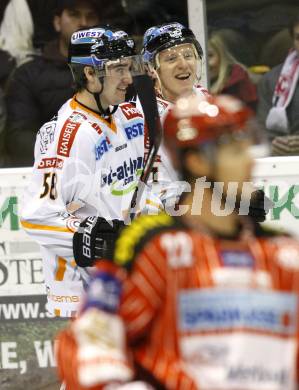 EBEL. Eishockey Bundesliga. KAC gegen EHC LIWEST Linz.  Torjubel Christian Haidinger, Andreas Judex  (Linz). Klagenfurt, am 20.12.2009.
Foto: Kuess 

---
pressefotos, pressefotografie, kuess, qs, qspictures, sport, bild, bilder, bilddatenbank