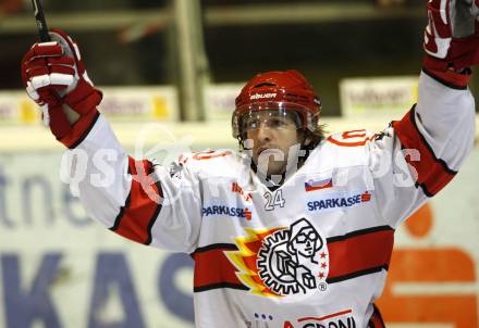 EBEL. Eishockey Bundesliga. KAC gegen HK Acroni Jesenice.  Torjubel Anze Terlikar  (Jesenice). Klagenfurt, am 22.12.2009.
Foto: Kuess 

---
pressefotos, pressefotografie, kuess, qs, qspictures, sport, bild, bilder, bilddatenbank