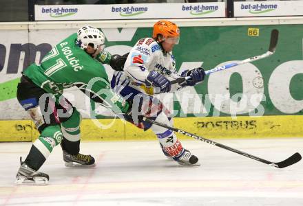 EBEL. Eishockey Bundesliga. EC Pasut VSV gegen HDD TILIA Olimpija Ljubljana, Laibach.  Roland Kaspitz, (VSV), Bostjan Golicic (Ljubljana). Villach, am 27.12.2008.
Foto: Kuess 


---
pressefotos, pressefotografie, kuess, qs, qspictures, sport, bild, bilder, bilddatenbank