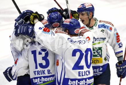 EBEL. Eishockey Bundesliga. EC Pasut VSV gegen HDD TILIA Olimpija Ljubljana, Laibach.  Jubel VSV. Villach, am 27.12.2008.
Foto: Kuess 


---
pressefotos, pressefotografie, kuess, qs, qspictures, sport, bild, bilder, bilddatenbank