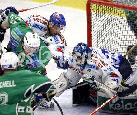 EBEL. Eishockey Bundesliga. EC Pasut VSV gegen HDD TILIA Olimpija Ljubljana, Laibach. Gerhard Unterluggauer, Bernhard Starkbaum,  (VSV), Brendan Yarema (Ljubljana). Villach, am 27.12.2008.
Foto: Kuess 


---
pressefotos, pressefotografie, kuess, qs, qspictures, sport, bild, bilder, bilddatenbank