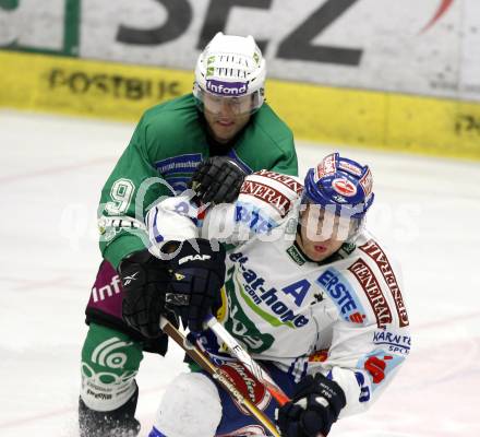 EBEL. Eishockey Bundesliga. EC Pasut VSV gegen HDD TILIA Olimpija Ljubljana, Laibach.  Mickey Elick, (VSV), Burke Henry (Ljubljana). Villach, am 27.12.2008.
Foto: Kuess 


---
pressefotos, pressefotografie, kuess, qs, qspictures, sport, bild, bilder, bilddatenbank